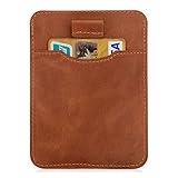 RFID Blocking Wallet, Marge Plus Slim Genuine Leather Card Holder Sleeve Wallet, Front Pocket Wallet RFID Blocking Card Holder Case for Men or Women-Card Holder Design For Up To 12 Cards(Brown)