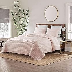 WDCOZY Pink King Size Quilt Bedding Sets with