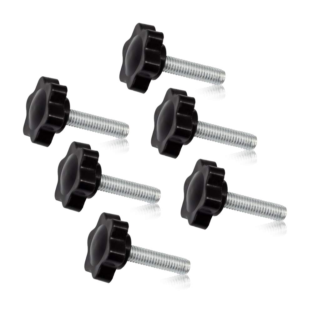 SPEEDWOX 6 Pcs Clamping Screw Knob M6 x 25 Plum Hex Shaped Hand Knobs Knurled Thumb Screw Handle Clamping Knob Male Thread Metric Thread