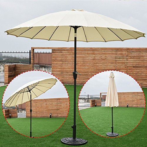 onestops8 Outdoor 9ft Patio Umbrella Sunshade Cover Market Garden Cafe Crank Tilt Beige