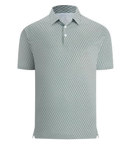 Alex Vando Mens Printed Golf Shirt Cooling Short Sleeve Dress… at Amazon