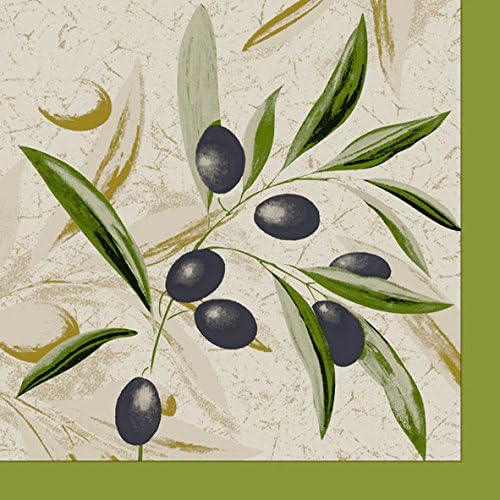 Dining Collection Decorative Floral Paper Lunch Napkins - The Olive Branch, 20 Count, 6.5 inch