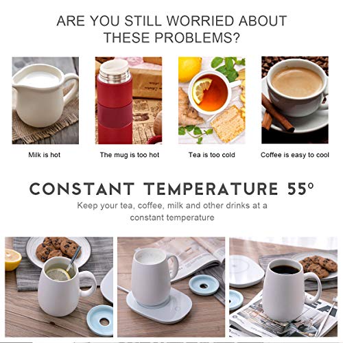 Yuntec Coffee Mug Warmer, Cup Heater for Desk Coffee Warmer Beverage Warmer Automatic Thermostatic Smart Cup Heater for Coffee, Milk, Tea, Cocoa, Water, Home and Office Use - White