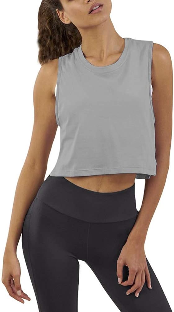 Mippo Womens Crop Top Workout Shirts High Neck