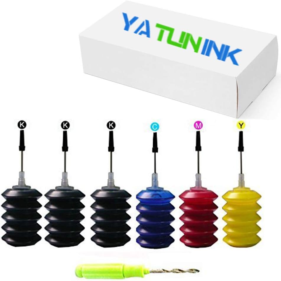 YATUNINK Premium Refill Ink Kit Replacement for Canon PG-245XL CL-246XL PG245XL CL246XL Refillable Dye Ink for Canon PIXMA MG2420 MG2520 MG2920 MG2922 MG2924 MX490 MX492 iP2820 (6 x 30ml)