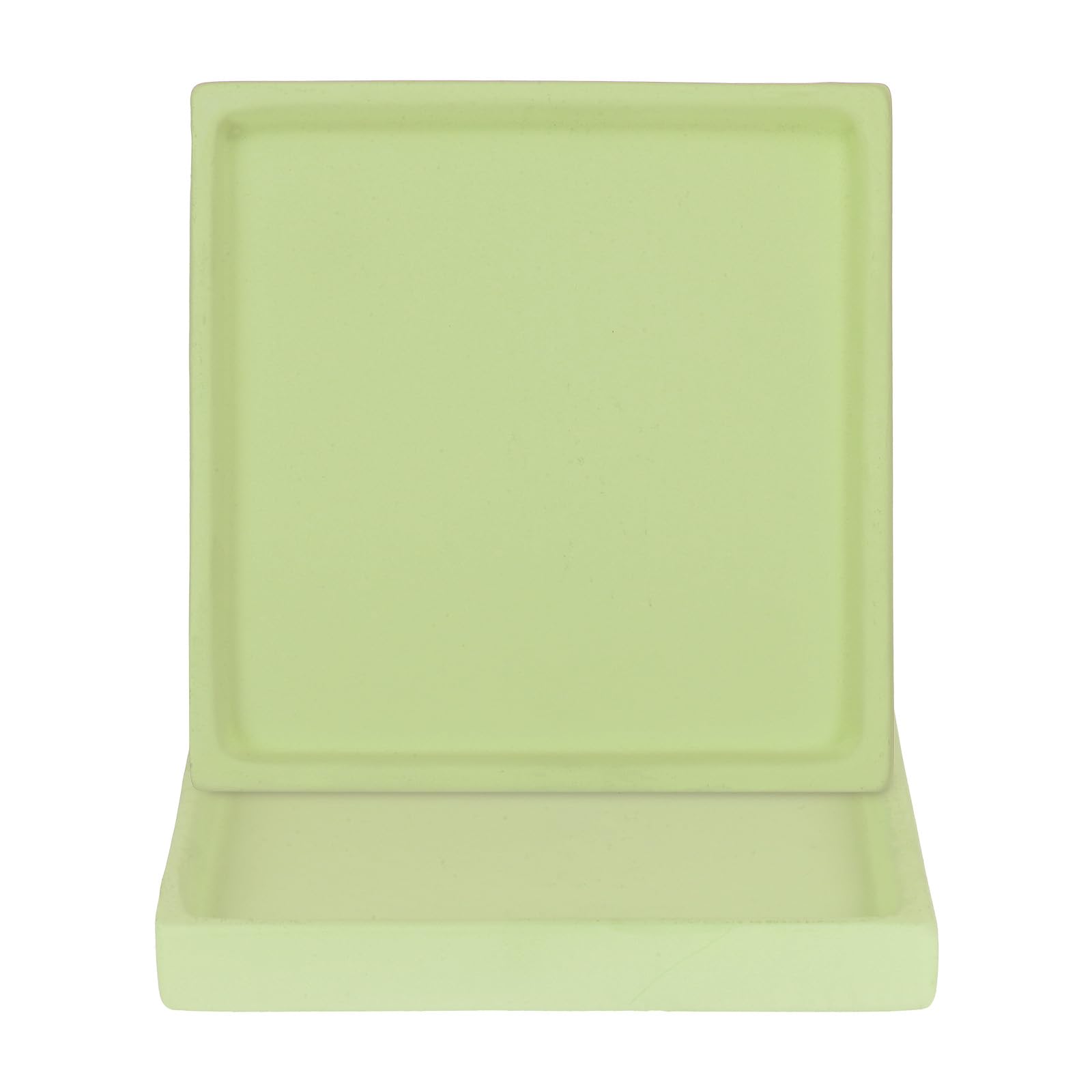 M METERXITY 2-Pack Ceramic Plant Saucer, 5 Inch Plant Water Catcher Tray, Plant Pot Saucers for Indoor/Outdoor Plants/Flower Drainage Drip Water Tray [Square Matcha Green]