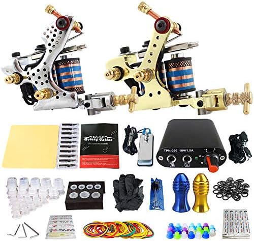 Complete Beginner Tattoo Kit 2 Pro Tattoo Machine Guns A Variety Of Styles UK/EU/US Plug