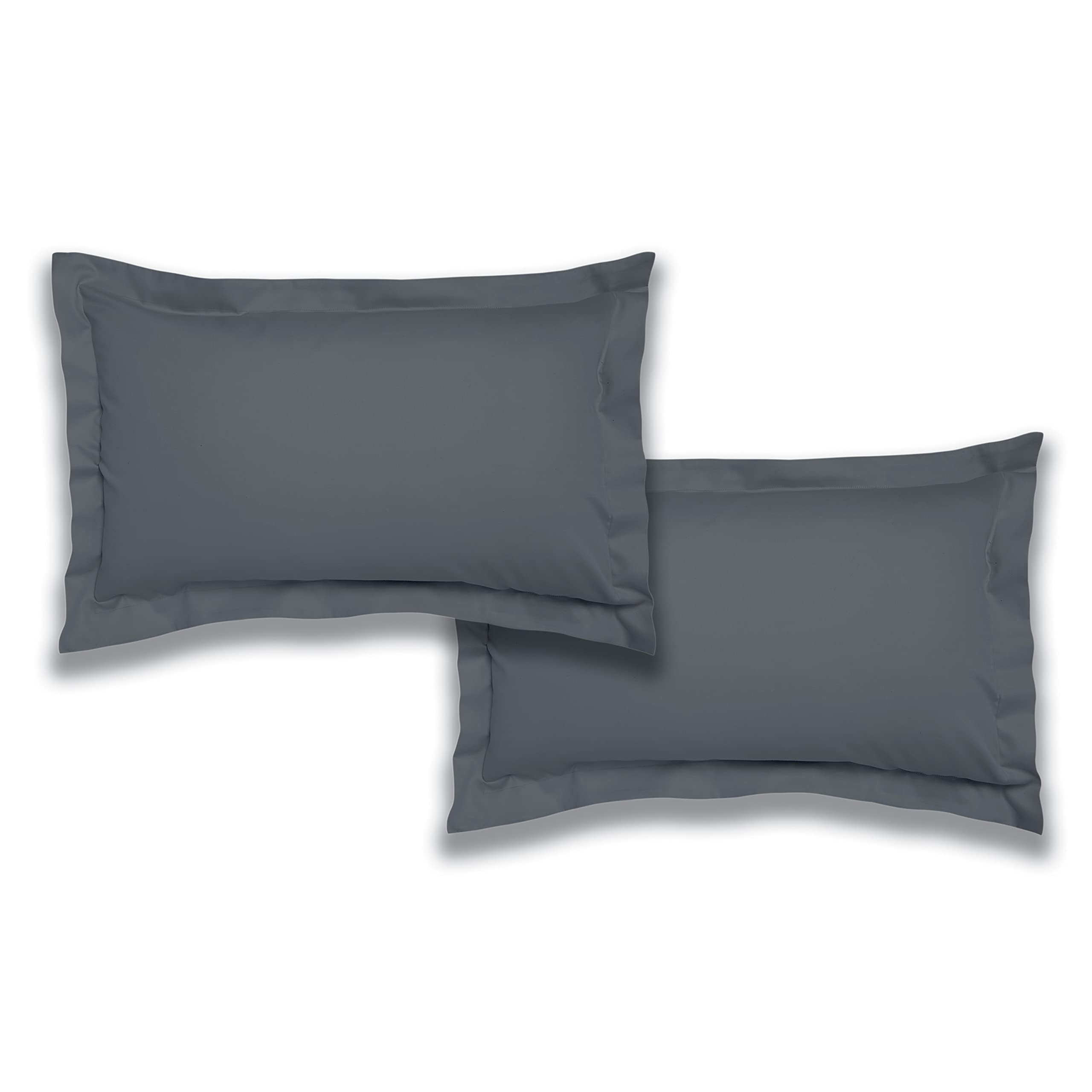 Bianca 200 Thread Count Cotton Percale Oxford Pillowcase Pair Charcoal — image 1