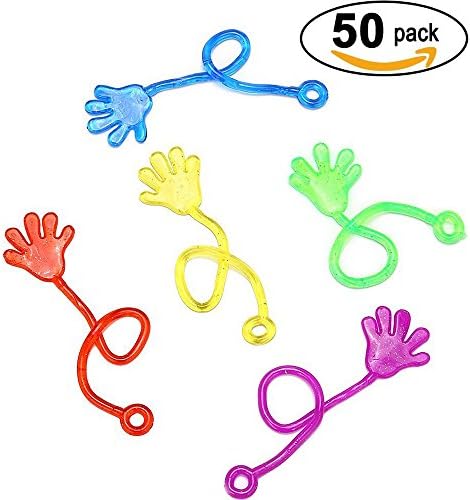 Lebbeen Vinyl Glitter Mini Sticky Hands Stretchy Toys for Kid's Birthday Party favors Gifts/50 Count
