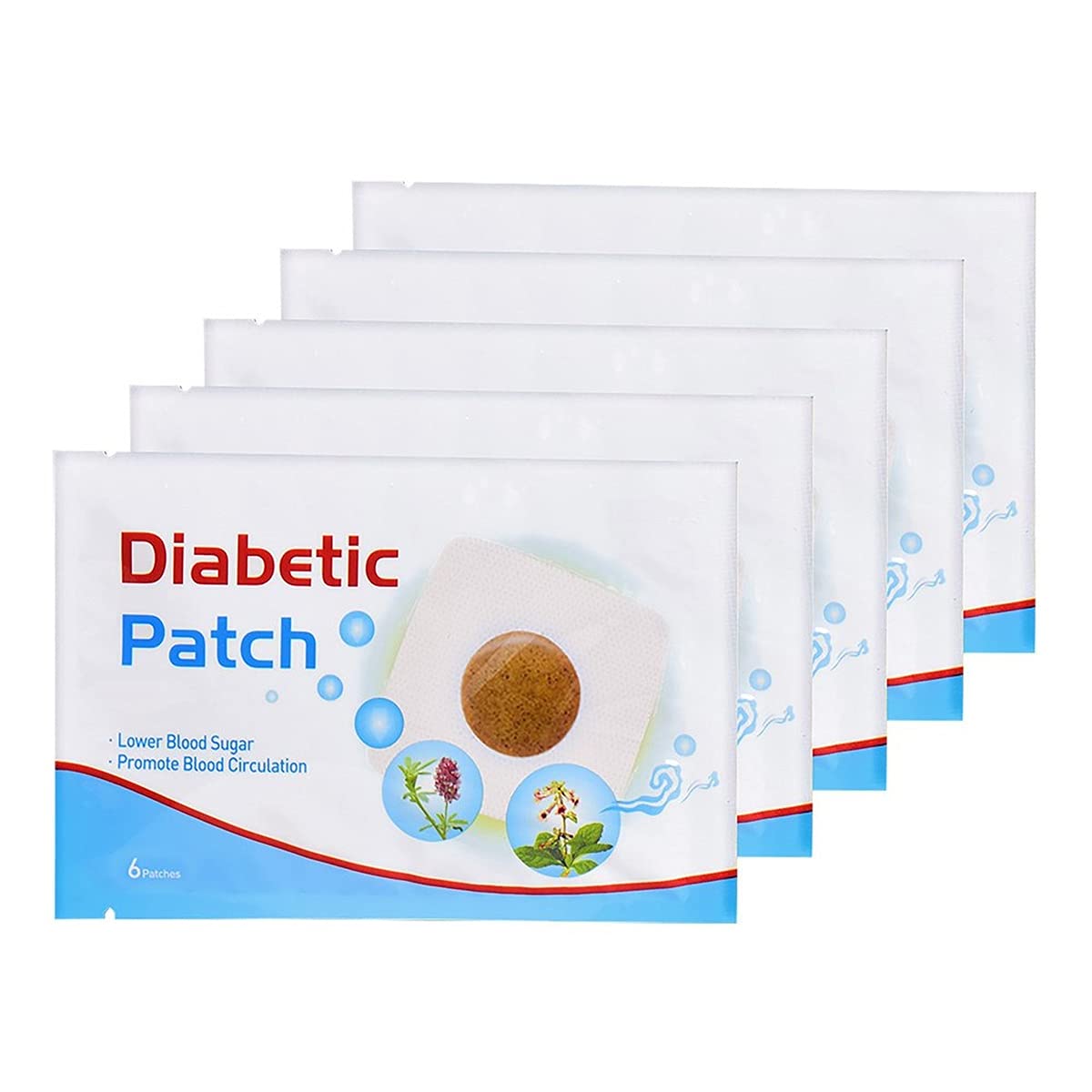 Juanshi 6 Pieces/Bag Diabetic Patch Natural Herbal Healing Blood Sugar Lowering Medical Patches Keep Blood Sugar Balance High Blood Sugar Diabetes Pads