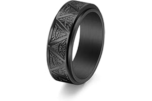 OIDIMS Personalized 8mm Evil Eye Spinner Rings for Men Boy Stainless Steel Fidget Rings Black Band Wedding Ring Knuckle Pyramid Evil Eye Rings Boyfriend Dad Vintage Jewelry Gift Comfort Fit