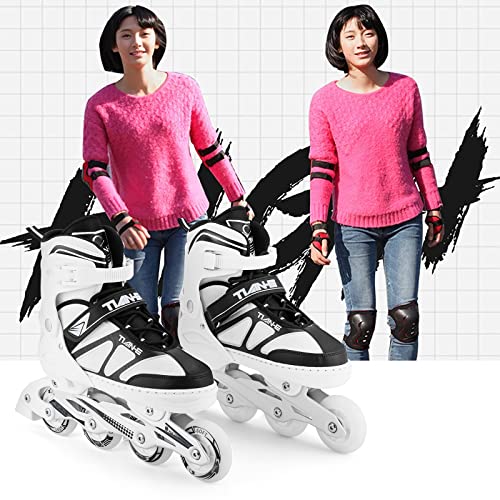 YOMYM Patines en Linea Ajustables para Niños y Adultos, Rodamiento de ABEC-7, Flash Ruedas, Cómodo y Transpirable, Patines en Línea para Fitness para Adultos y Principiantes