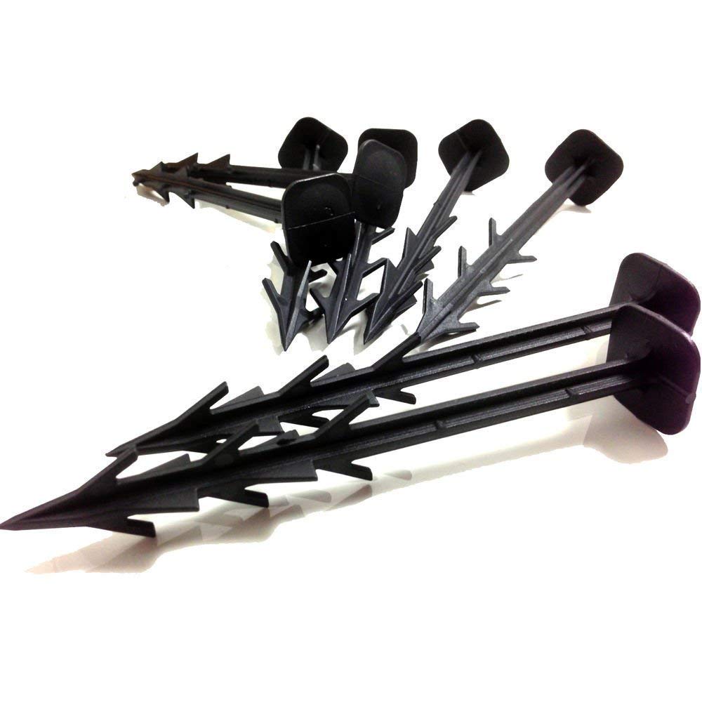 Merriway BH06833 (25 Pcs) Plastic Heavy Duty Mulch Mat Netting Membrane Pegs 150mm Black - Pack of 25 Pieces