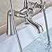 Rozin Two Holes Deck Mounted Bathtub Faucet 2 Knobs Mixing Tap with Handheld Shower Brushed Nickel