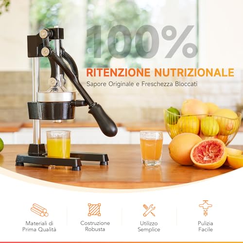 CO-Z Professional Manual Citrus Juicer Pomegranate Orange Lemon Squeezer with Steel Lever for Home, Restaurant, Bar (BK Steel)