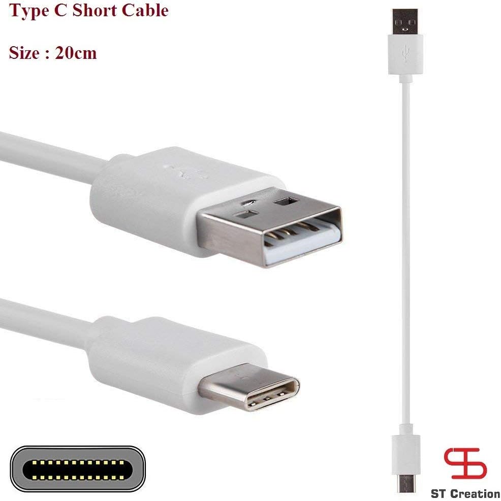 ST Creation Type C Short Length Power Bank Charging Cable/USB Cable (White)