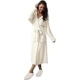 MH MYLUNE HOME Ultra Soft Robe With Pockets, Spa Bathrobe Loungewear Calf-Length, Plush Fuzzy Fluffy Wrap Robe for Women