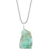 YANARA Raw Green Emerald Pendant, May Birthstone, Natural Gemstone Rough, Dainty Crystal Women Handmade Necklace, Chakra Healing Crystals, Silver Plated Chain 18 inch