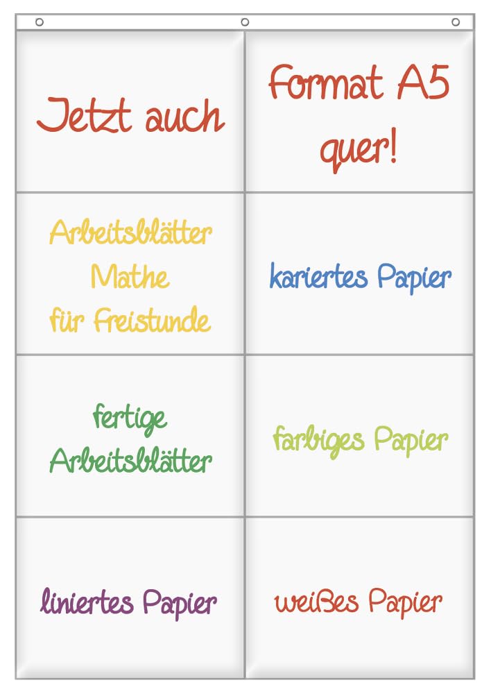 Timetex Hanging Pockets with Hooks, Pack of 8 A5 Landscape