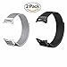 Pack of 2 For Samsung Galaxy Gear S2 Band, Acestar Milanese Magnetic Loop Stainless Steel Band+Connector For Galaxy Gear S2 RM-720 & SM-R730 Smart Watch (Silver+Black 2)