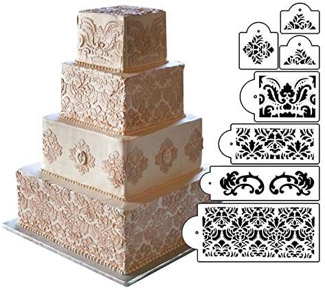 Amazon Com 1 Piece 7pcs Set Martha Stewart S Damask Cake Stencil