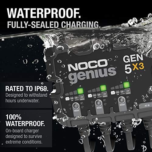 NOCO Genius GEN5X3, 3Bank, 15A (5A/Bank) Smart Marine Battery Charger