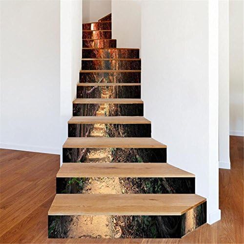 GUOW 3D Staircase Sticker Creative Staircase Sticker Decal Wallpaper Vinyl DIY Detachable Waterproof Self-Stick Maple Leaf Trail A 6 pcs/B 13pcs , B
