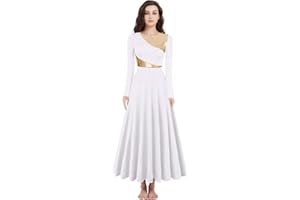 TLMNU Women Worship Liturgical Dance Dress Full Length Church Robe Modern Praise Dance Dress Lyrical Headwear