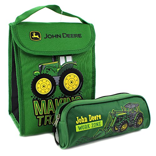 John Deere Foldable Lunch Bag and Pencil Pouch Set (Green Work Zone