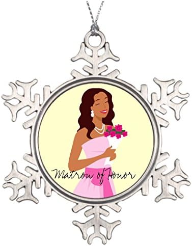Personalised Christmas Tree Decoration ron Of Honor Pink Wedding Gown Unusual Christmas Snowflake Ornaments Bride