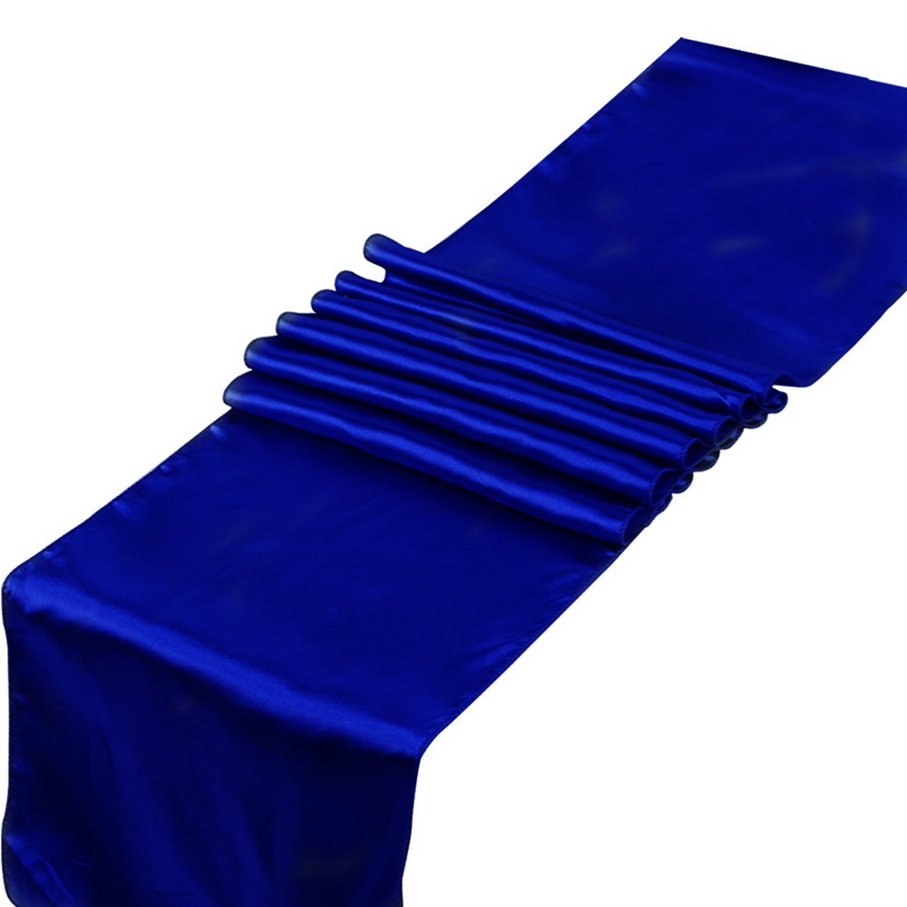 RayLineDo® Pack of 5 12'' X 108'' Satin Table Runners for Wedding Party Banquet Table Party Bridal Decoration in Royal Blue