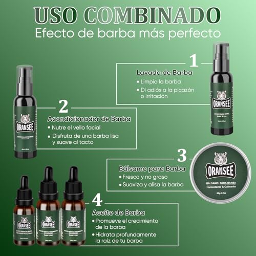 OranSee Kit Cuidado Barba 14 en 1 para Hombre, Incluye Aceite, Bálsamo, Champú, Rodillo Microagujas, 2 Cajas de Hojas, Maquinilla Plumas, Mejor Regalo Perfecto Originales para Hombre o Papa