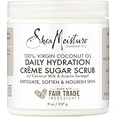 SheaMoisture Daily Hydration Crème Sugar Scrub Care for Dry Skin 100% Virgin Coconut Oil Acacia Senegal Exfoliating Scrub, Co