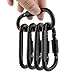 D-FantiX Aluminum Locking Carabiner Keychain Hook D Ring Clips EDC Gear Black Pack of 10