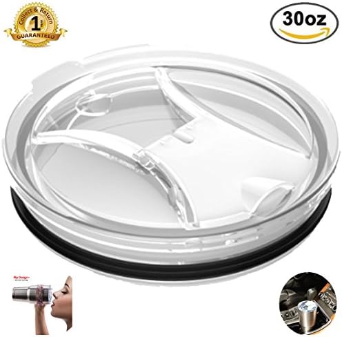 30 oz No Spill and Leak Proof Splash Resistant Lids Covers For Yeti Rtic Ozark Trails Stainless Steel Tumbler Rambler Cups (White)