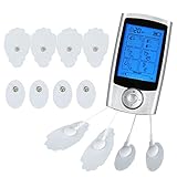 FDA Approved Electric Massager Rechargeable 12 Tension Unit Pads 16 Modes Pain Relief Device, Silver