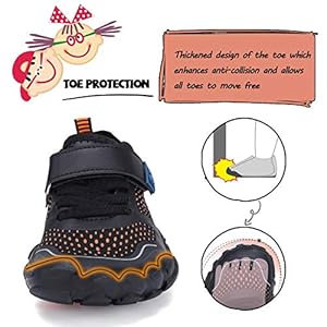 IceUnicorn Kinder Traillaufschuhe Barfußschuhe Mädchen Jungen Atmungsaktiv rutschfest Wanderschuhe Sportschuhe Laufschuhe Strandschuhe(02 Schwarz, 24EU) 5 Schnorchelmasken 51gl6Y UEUL. SS300 Obermaterial: Das Obermaterial besteht aus hochelastischem Stoff mit guter Atmungsaktivität und schneller Trocknung und hohem Tragekomfort ohne Verformungen.
Innenmaterial: Perfekt zum Strand, Surfen, Bootfahren, Radfahren, Joggen, Wandern, Angeln, und für andere Indoor und Outdoor Aktivitäten.
Sohle: Gummi. Das rutschfeste TPR-Material schützt das Baby und die natürliche Form ist auf Wachstum und Entwicklung des Babys ausgelegt.