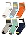 Queen-Ks Unisex-Kids Three Bars Striped Contrast Cotton Socks 6 Pairs 3-5 Years Old