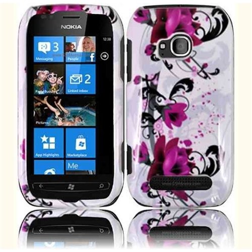 HR Wireless Nokia Lumia 710 Design Protective Cover - Retail Packaging - Purple Lily