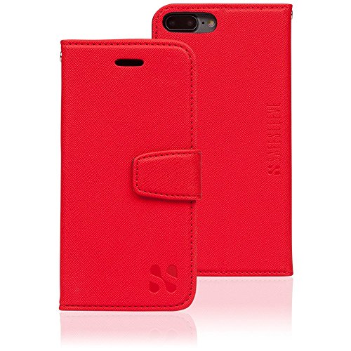 Anti Radiation RFID iPhone Case: iPhone 6 Plus, iPhone 7 Plus and iPhone 8 Plus ELF & RF Blocking Identity Theft Protection Wallet (Red)