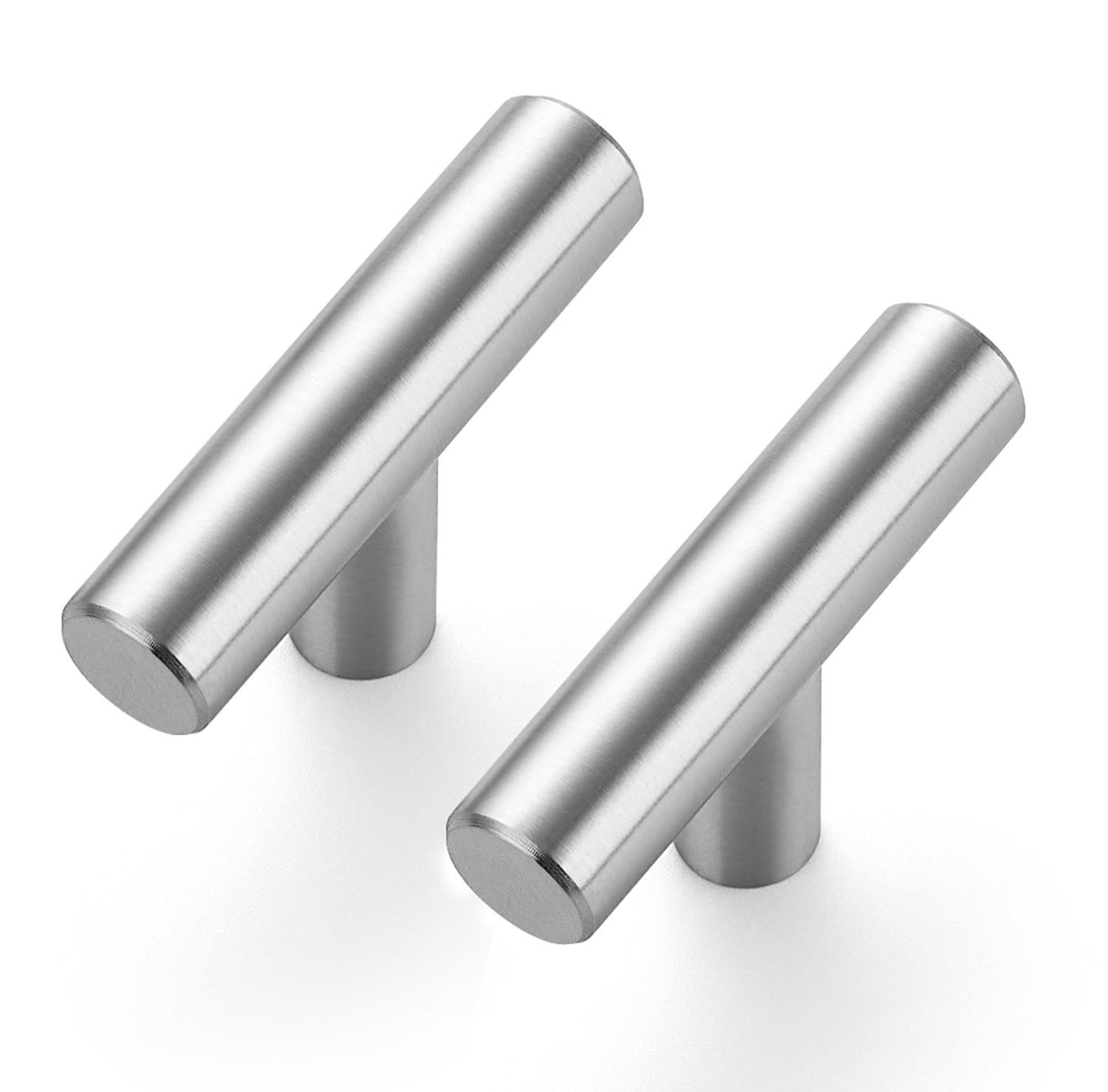 Ravinte 10 Pack Kitchen Cupboard Handles - Brushed Nickel T Bar Cupboard Handles 50mm Overall Length - Bathroom & Furniture Drawer Pulls