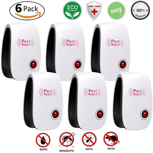[2018 UPGRADED] Vistery Ultrasonic Pest Control Repeller - Electronic Pest Repellent - Repel Mouse, Bed Bugs, Insects, Roaches, Mosquitoes Non-toxic Eco-Friendly, Human &amp; Pet Safe (6 PACKS)