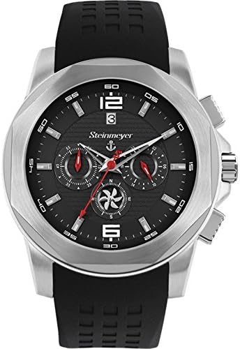 Steinmeyer Men's yachting 44mm Black Polyurethane Band Steel Case Quartz Analog Watch S 032.13.21