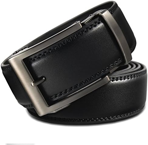 Men's Holeless Leather Ratchet Click Belt - Trim to Perfect Fit (Various Styles and Colors)