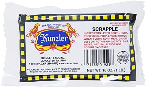 Kunzler & Co. Scrapple, A Unique Pennsylvania Dutch Breakfast Meat- Four 16 oz. Packages