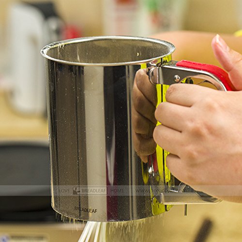 Astra Gourmet Stainless Steel Flour Sifter Sieve with Lid and Bottom Cover, Icing and Sugar Sifter(Red)