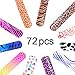 Super Z Outlet Slap On Plastic Vinyl Retro Bracelets with Colorful Hearts & Animal Print Design Patterns for Children, Toy Party Favors (72 Pack)
