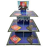 Video Game Cupcake Stand & Pick Kit, Gaming Party Supplies, Decorations, Birthdays, Cake Decorations, 3 Tier Cardboard