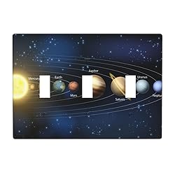 Pznen Triple Toggle Wall Plate, Planet Outer Space