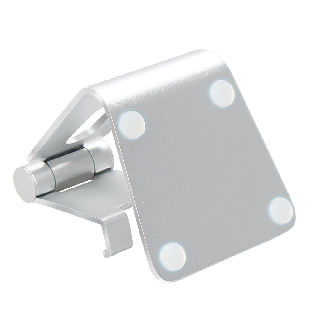 Cell Phone Holder Mfeel Adjustable Phone Stand Tablet Holder for iPhone 8 X 7 Plus 6 6S 5 5S, iPad 2/3 Air Mini Samsung Galaxy S8 S7,Switch Accessories Desk- Bright Sliver